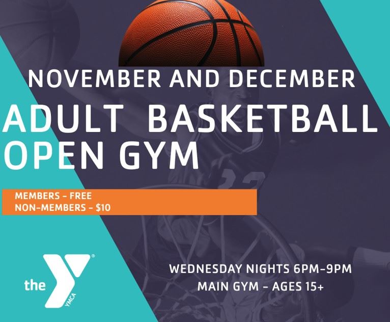 Flyer for Adult Open Gym Basketball at the YMCA